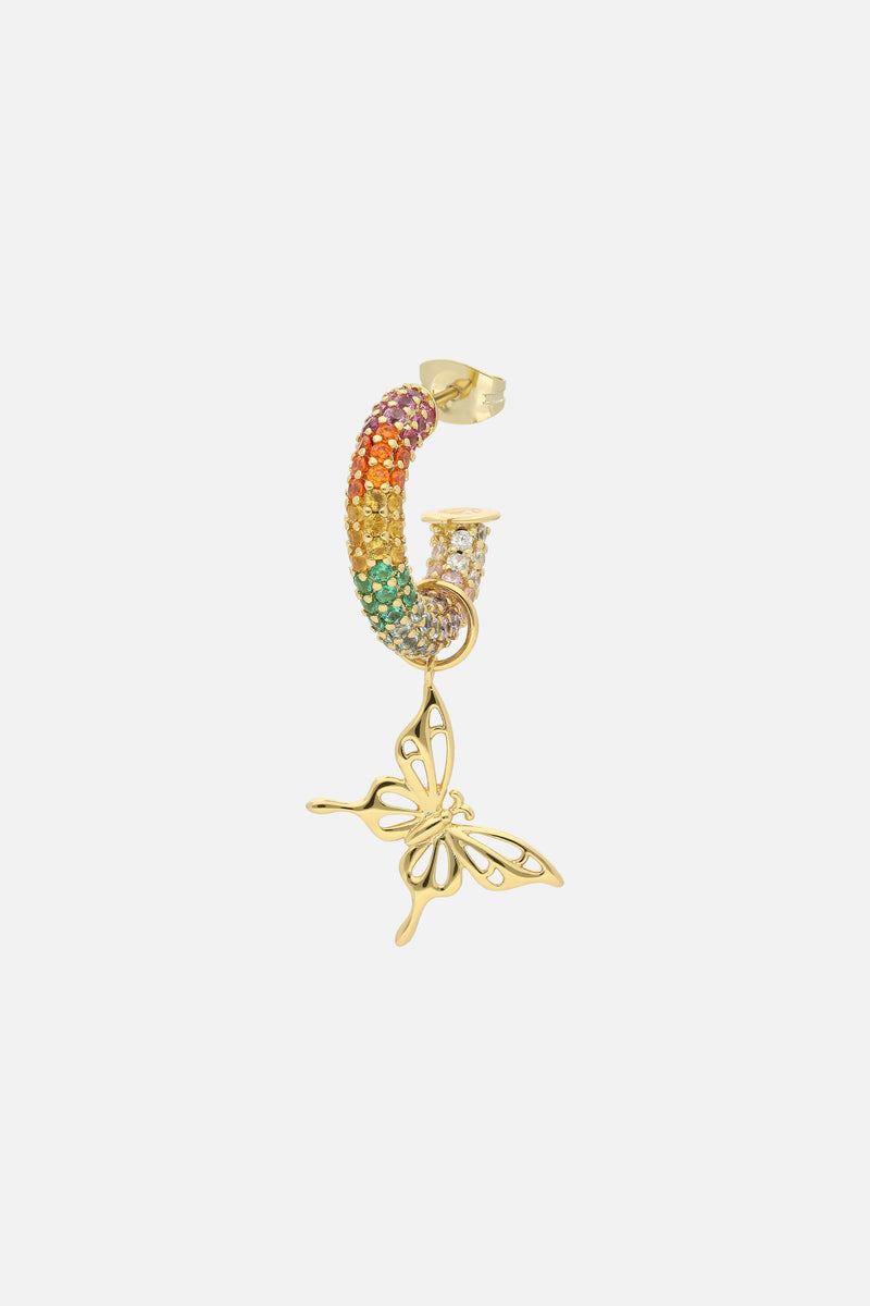 RAINBOW BUTTERLFY HOOP EARRINGS WOMEN GOLD