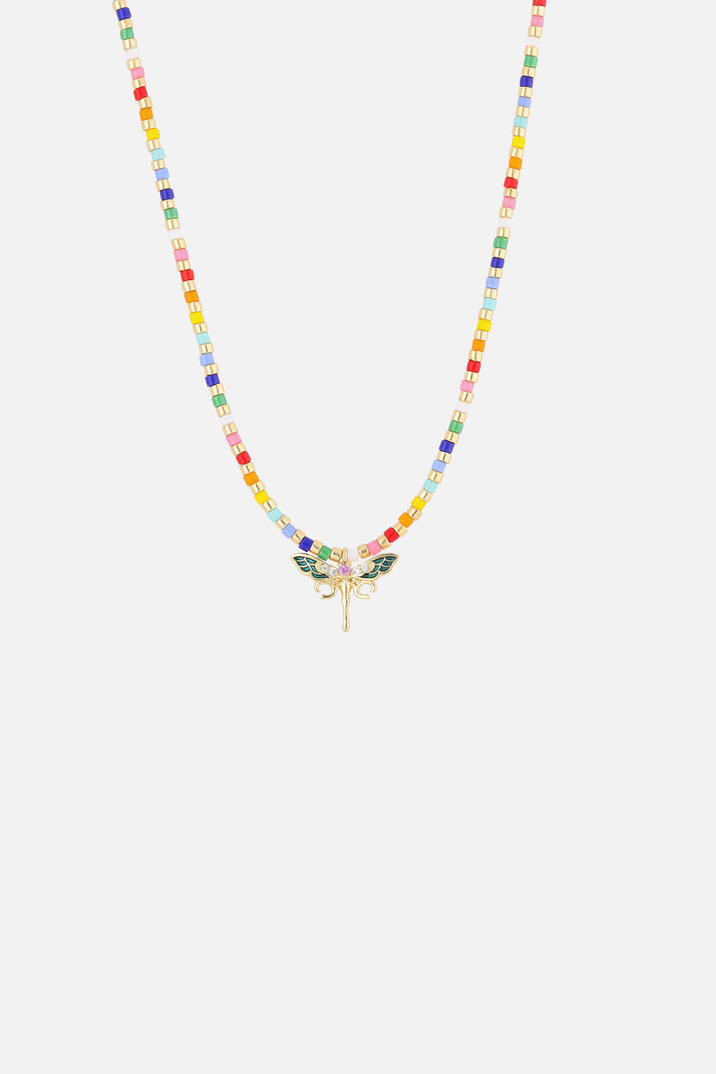 RAINBOW DRAGONFLY NECKLACE WOMEN GOLD