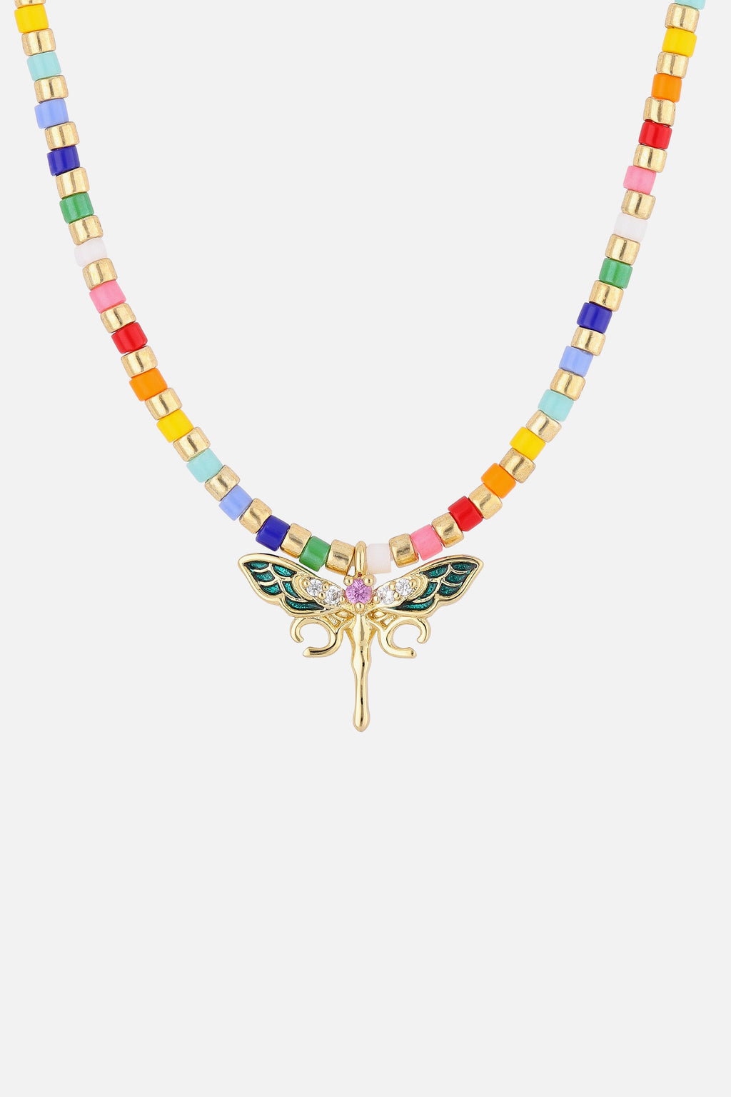 RAINBOW DRAGONFLY NECKLACE WOMEN GOLD
