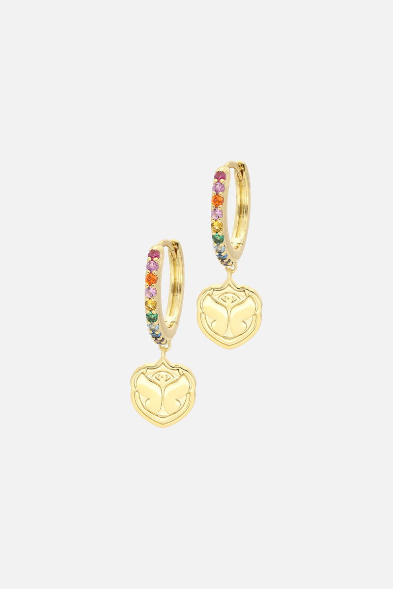 RAINBOW ICON HOOP EARRINGS WOMEN GOLD