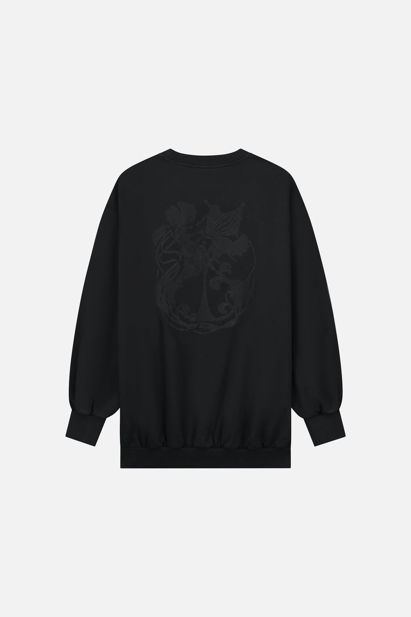 ICON BLOSSOM BACK SWEATSHIRT WOMEN WASHED BLACK