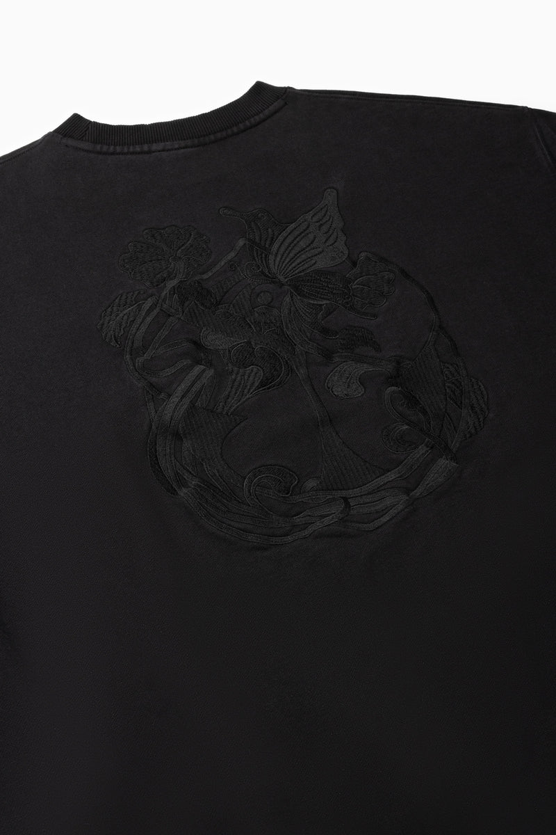 ICON BLOSSOM BACK SWEATSHIRT WOMEN WASHED BLACK