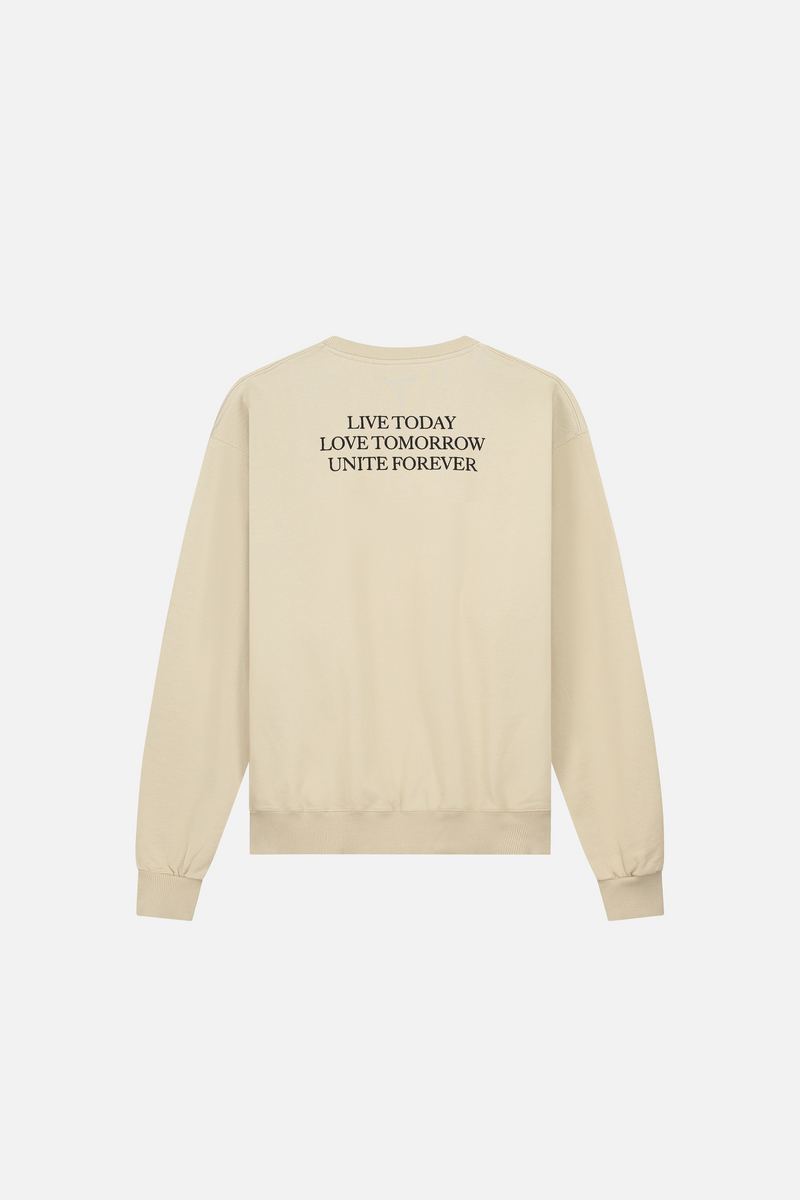 SLOGAN BACK SWEATSHIRT MEN SAND