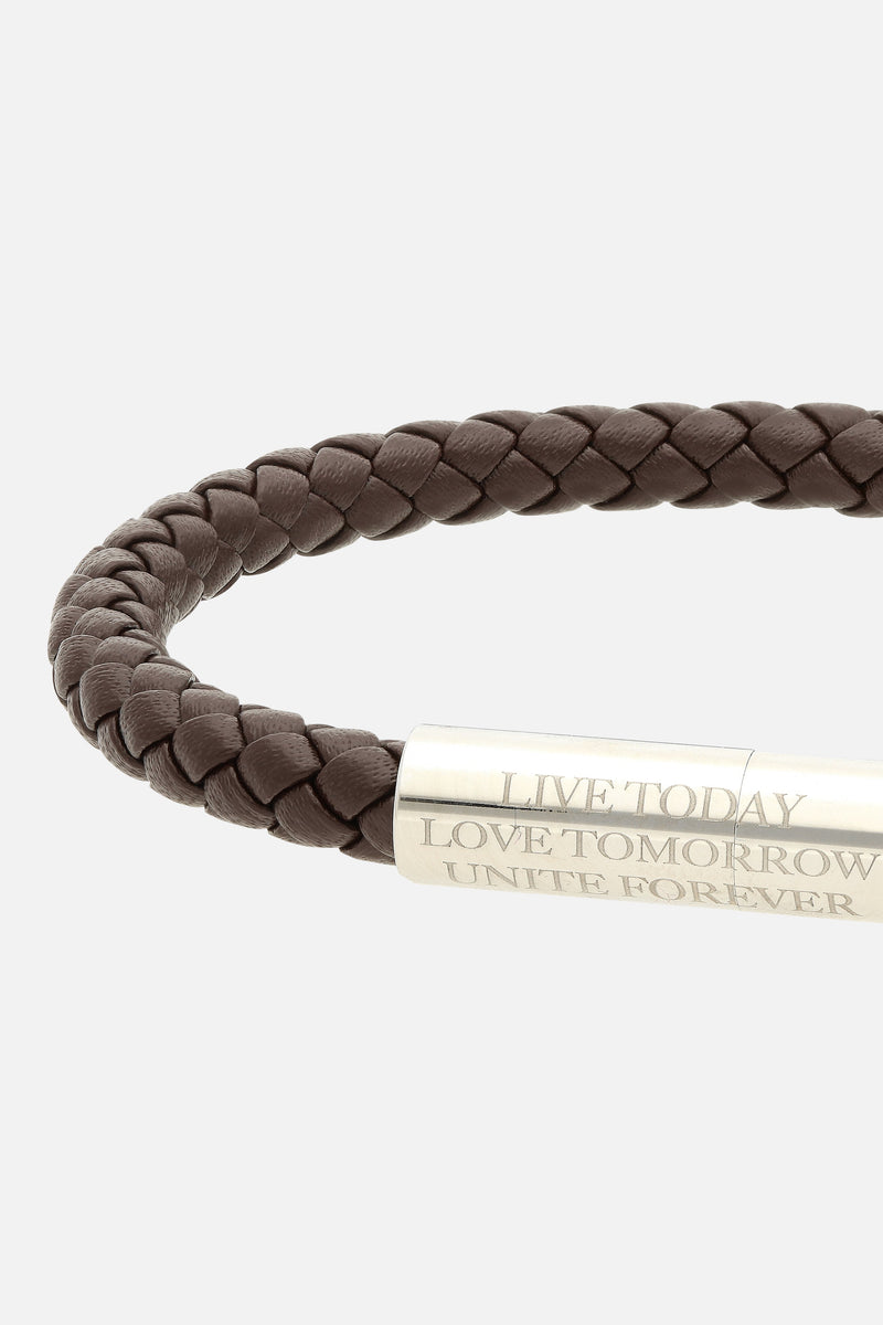 SLOGAN BRACELET WOVEN BROWN