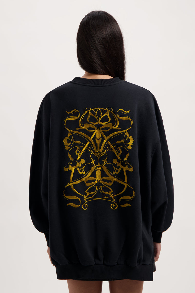 SWISH ICON BACK SWEATSHIRT WOMEN BLACK