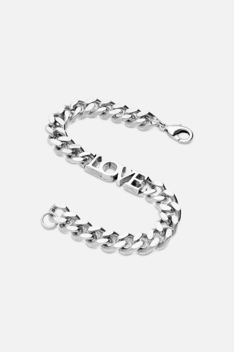 LOVE CHAIN BRACELET VINTAGE SILVER