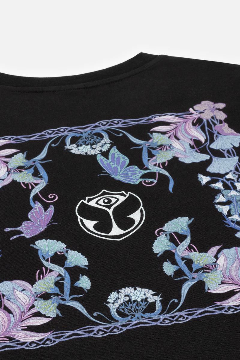 BOTANIC BACK TSHIRT CROPPED WOMEN BLACK