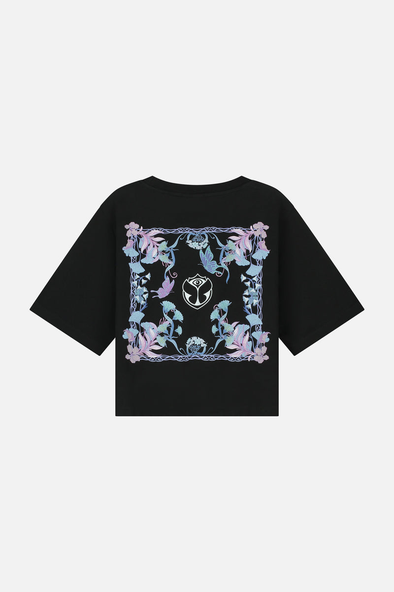 BOTANIC BACK TSHIRT CROPPED WOMEN BLACK