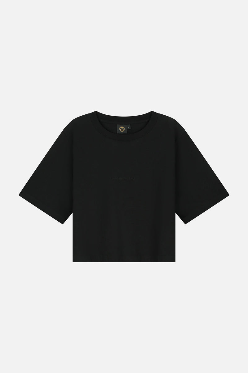 BOTANIC BACK TSHIRT CROPPED WOMEN BLACK