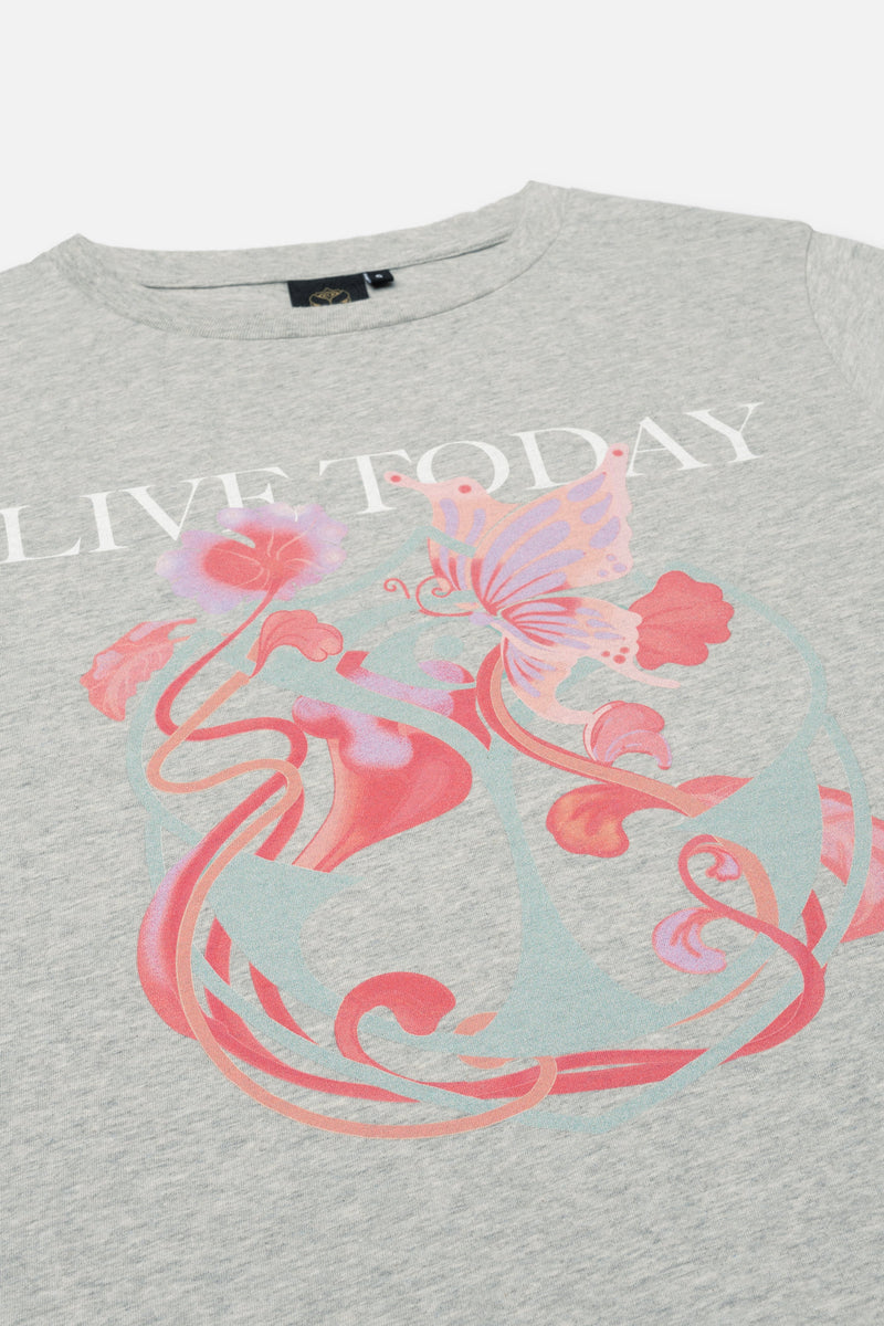 ICON BLOSSOM FRONT TSHIRT WOMEN LIGHT GREY