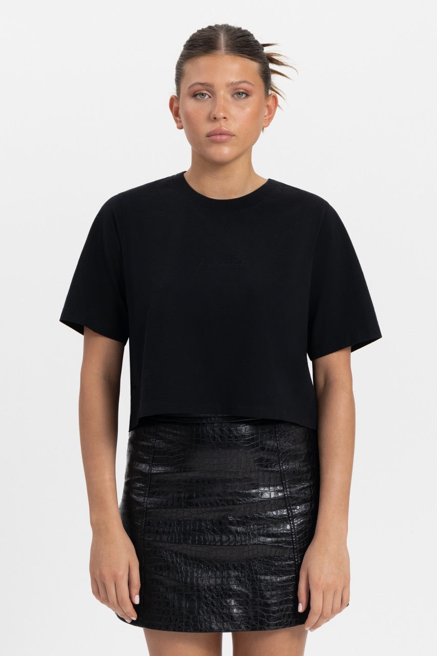 BOTANIC BACK TSHIRT CROPPED WOMEN BLACK