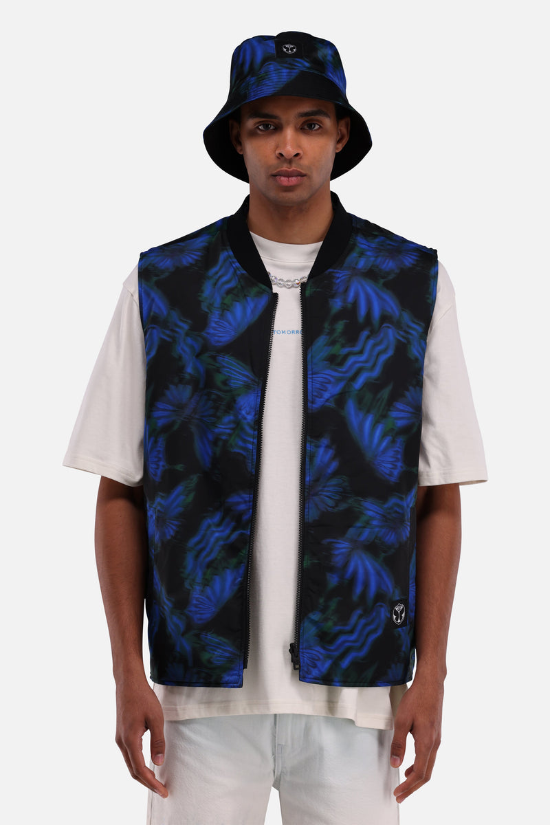 BUTTERFLY AOP SLEEVELESS JACKET MEN MULTI