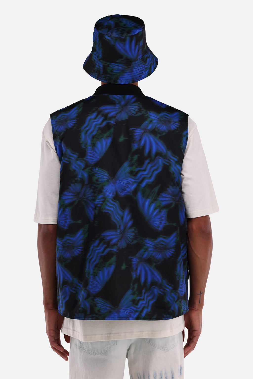 BUTTERFLY AOP SLEEVELESS JACKET MEN MULTI