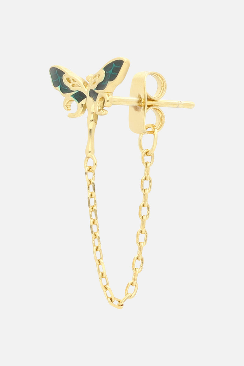 DRAGONLFLY STUD AND CHAIN SET 3PCS WOMEN GOLD