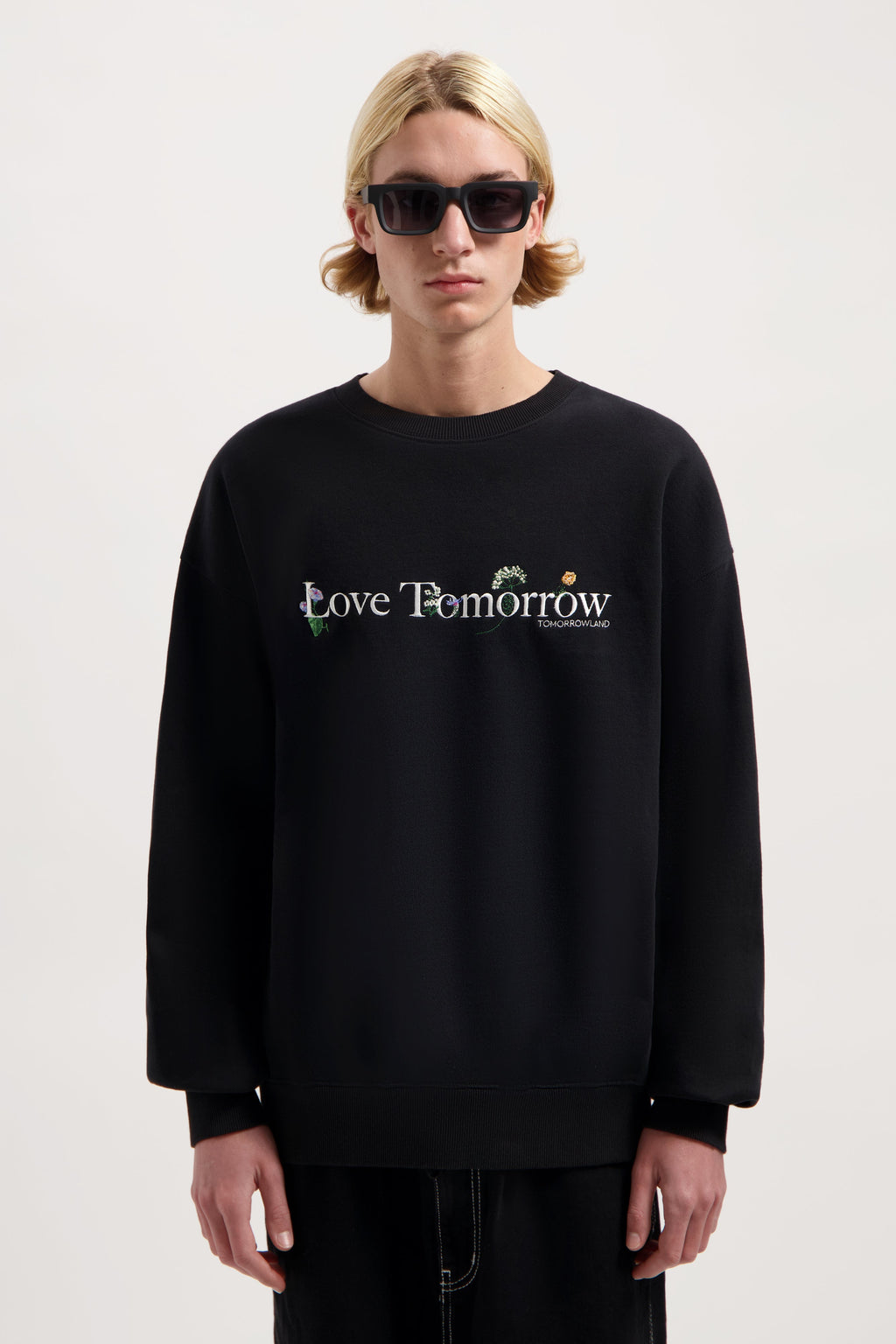 FLOWER SLOGAN SWEATSHIRT MEN BLACK