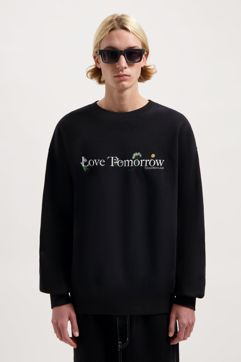 FLOWER SLOGAN SWEATSHIRT MEN BLACK