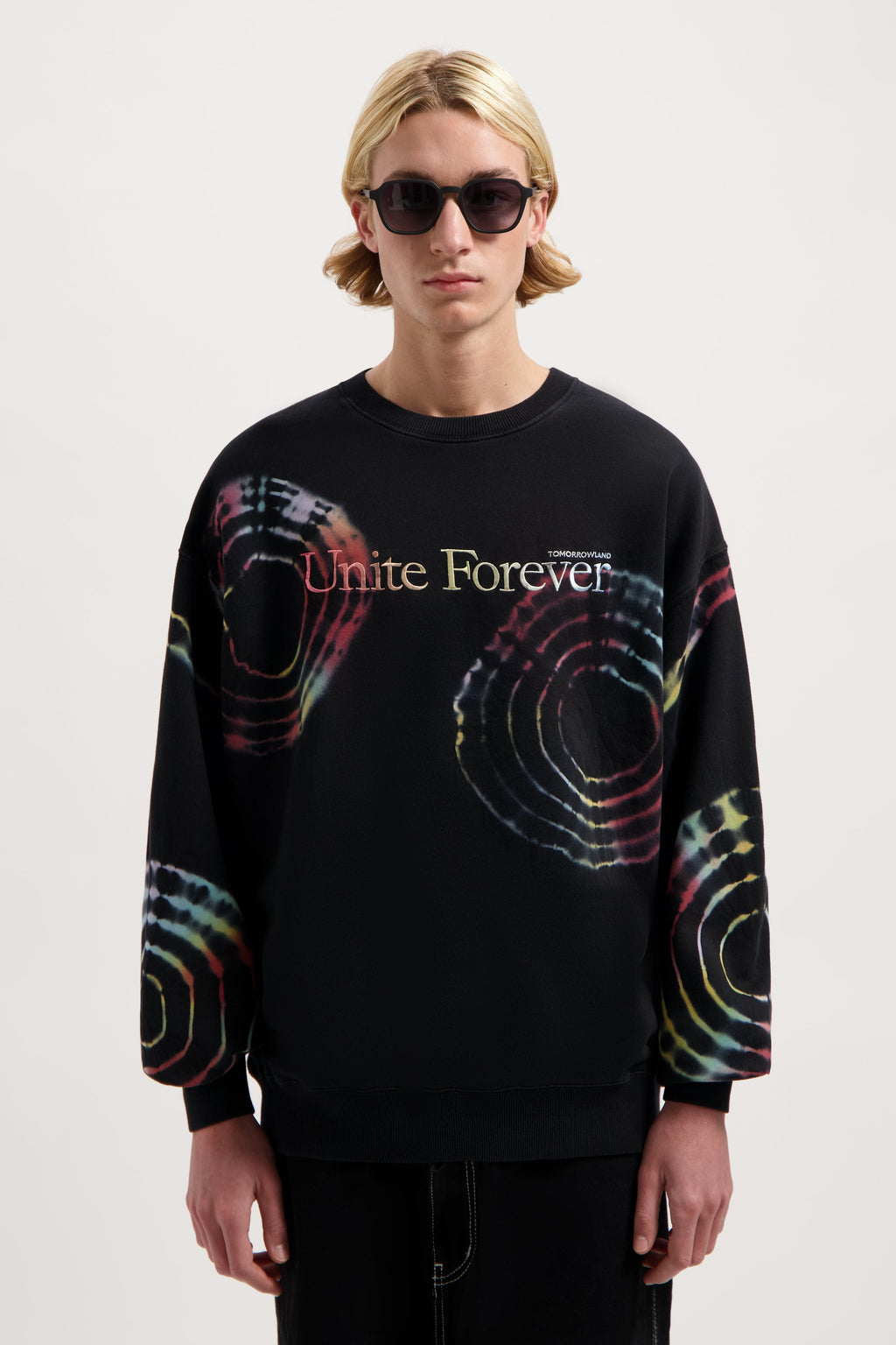 FLOWER SLOGAN TIE DYE SWEATSHIRT MEN MULTI