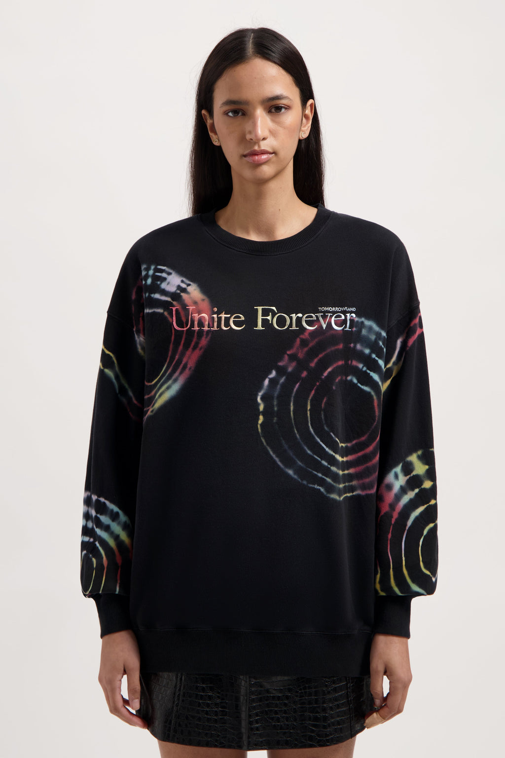 FLOWER SLOGAN TIE DYE SWEATSHIRT MEN MULTI