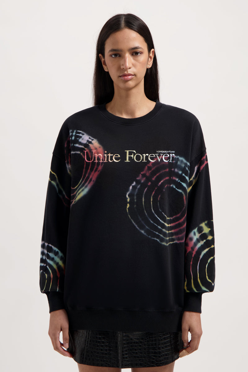 FLOWER SLOGAN TIE DYE SWEATSHIRT MEN MULTI