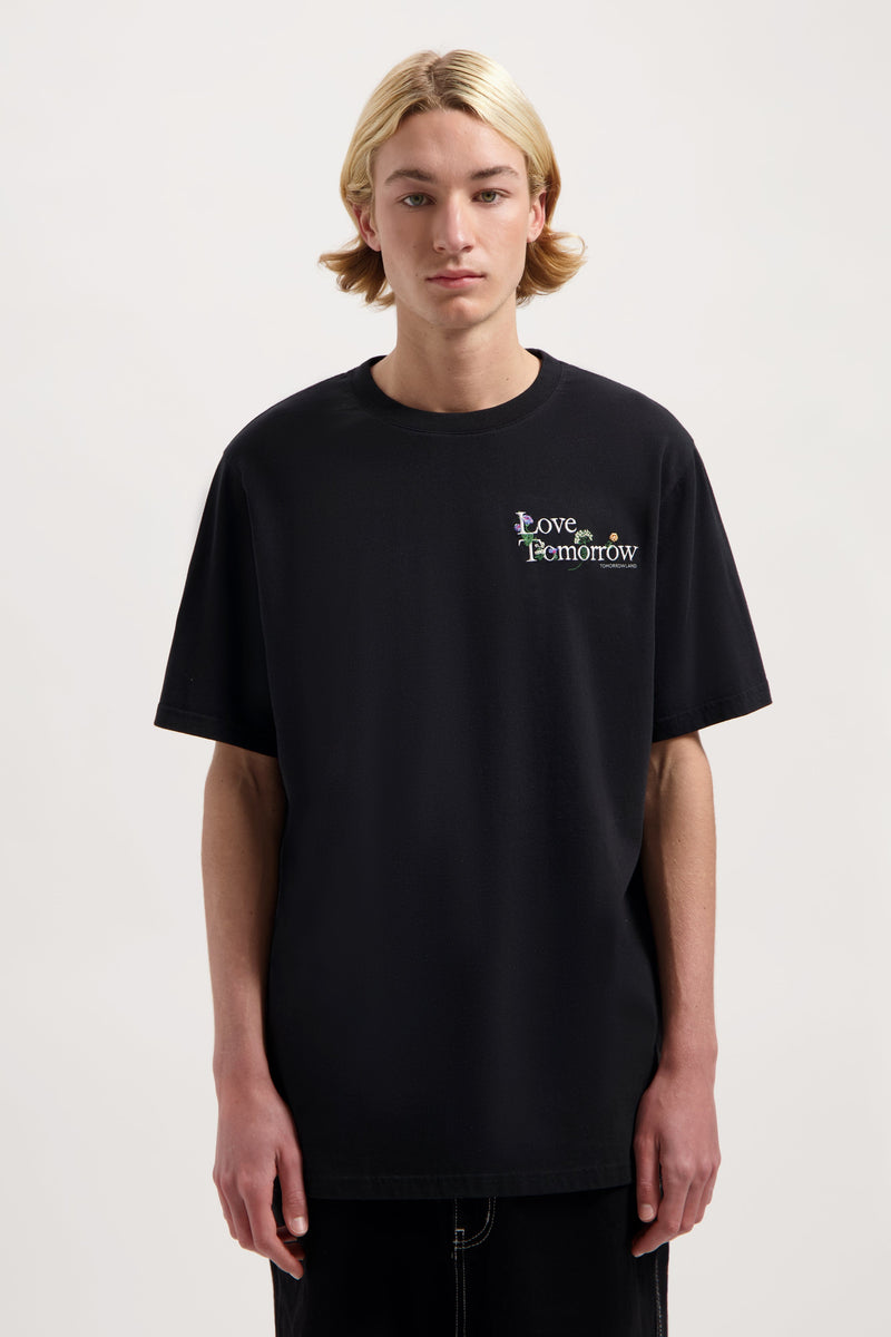 FLOWER SLOGAN TSHIRT MEN BLACK