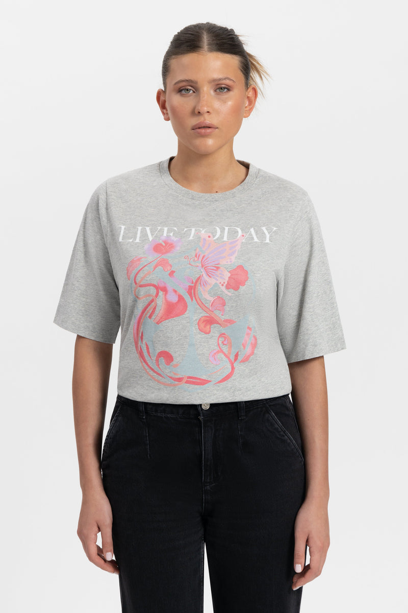 ICON BLOSSOM FRONT TSHIRT WOMEN LIGHT GREY