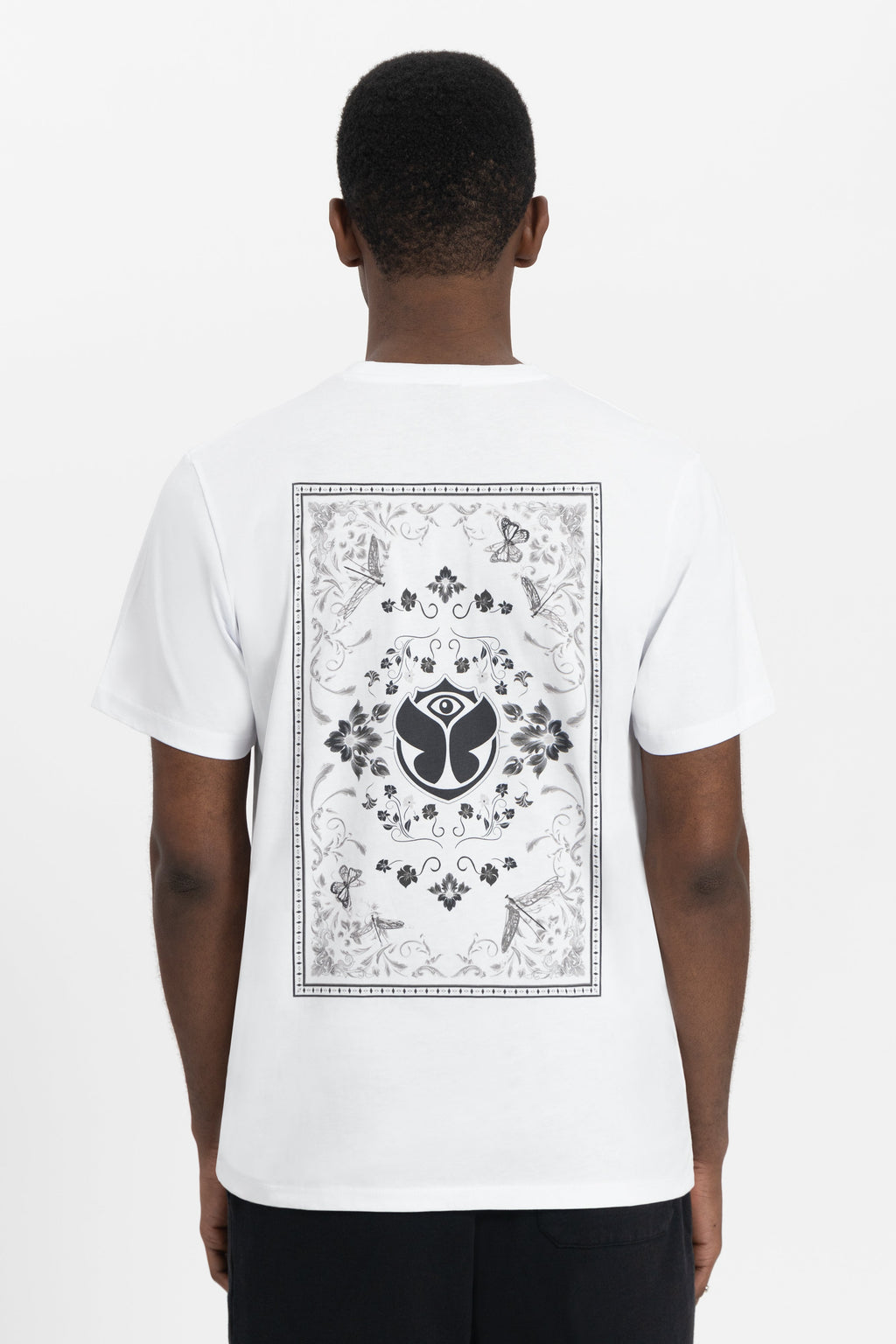KALEIDOSCOPE TSHIRT MEN WHITE - BLACK FRONT EMBR