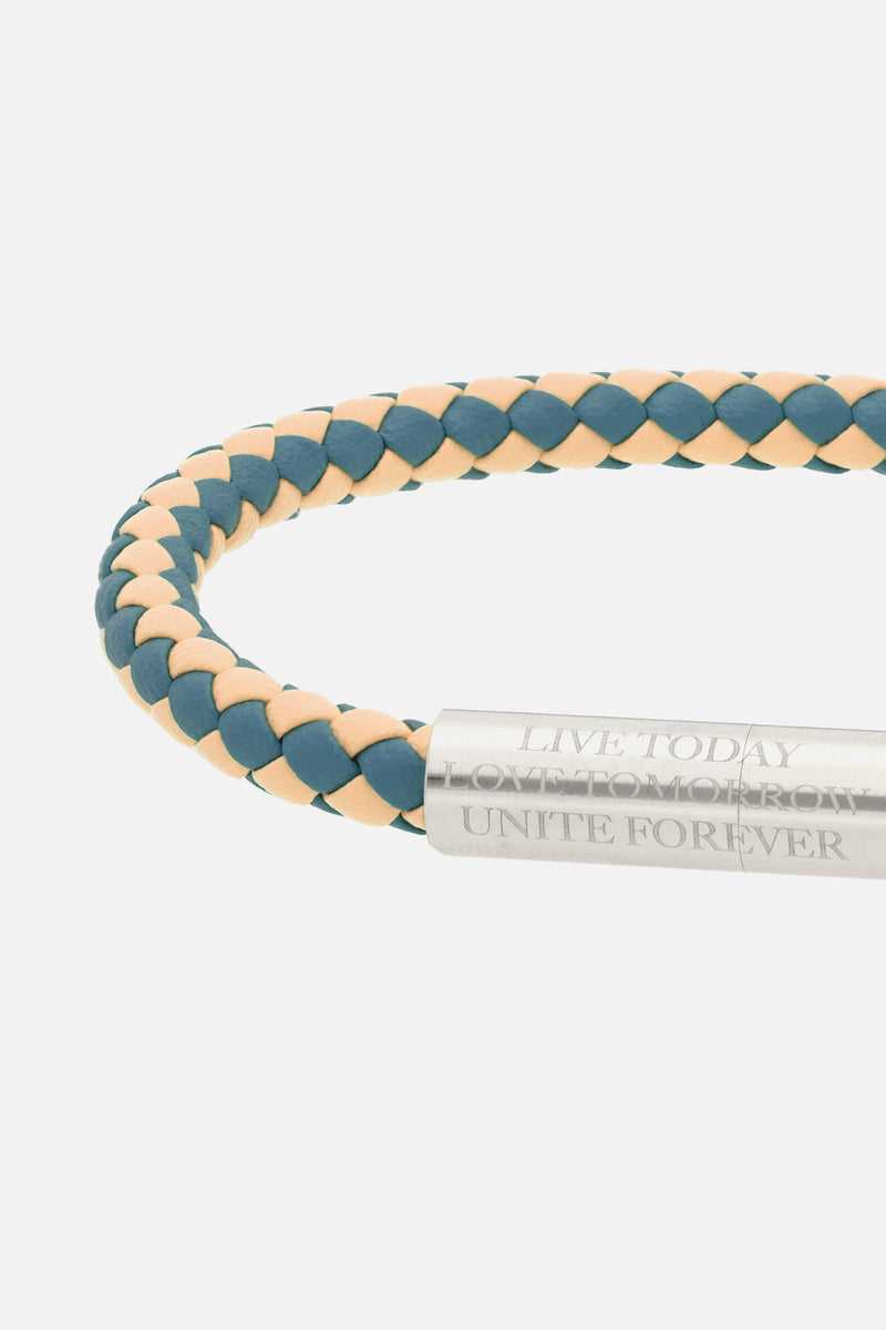 SLOGAN BRACELET WOVEN MULTI BLUE