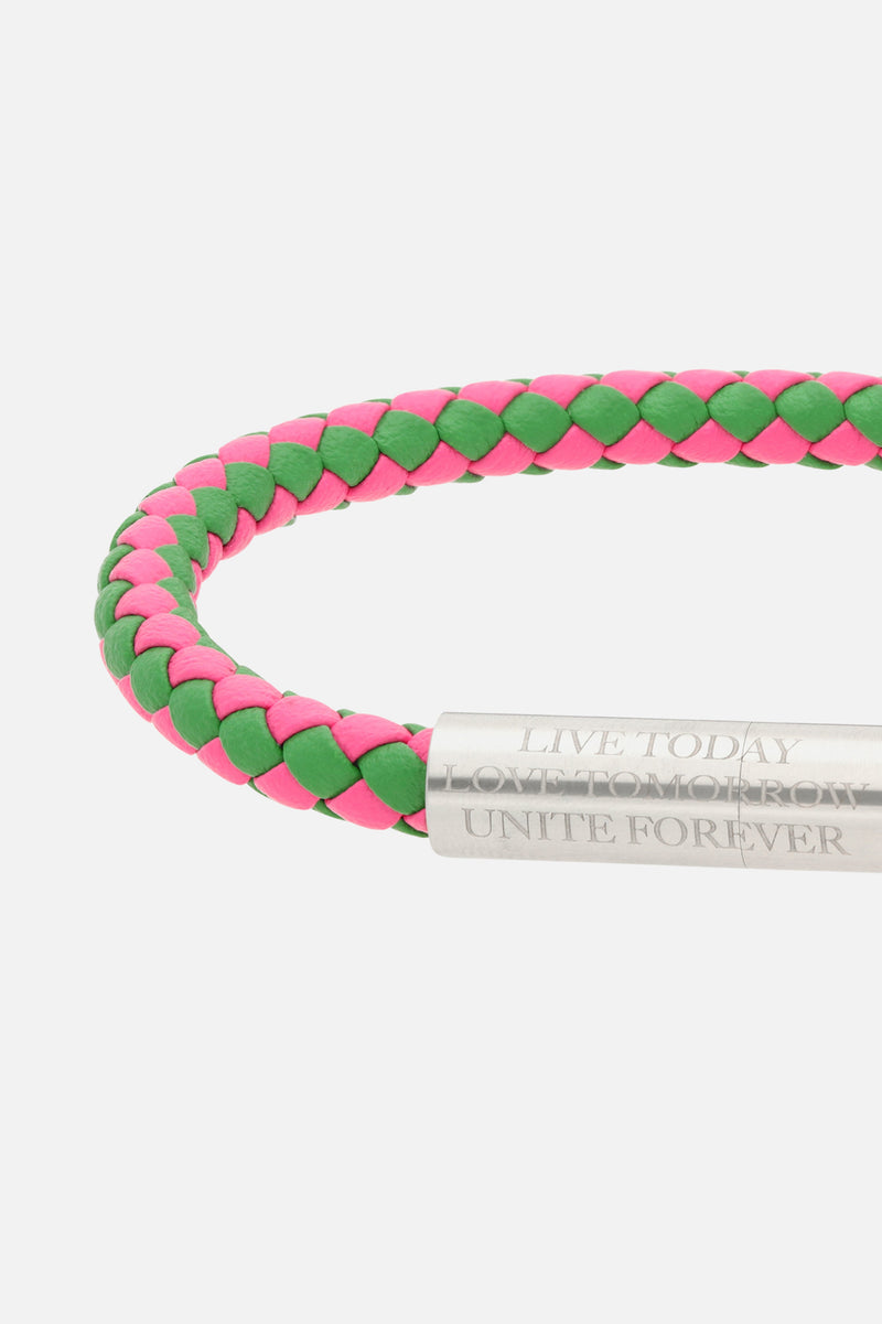SLOGAN BRACELET WOVEN MULTI PINK