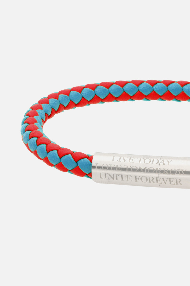 SLOGAN BRACELET WOVEN MULTI RED