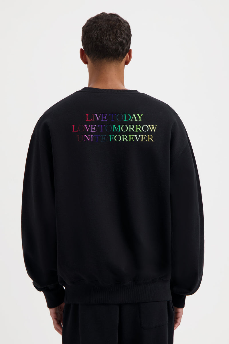 SLOGAN COLOR BACK SWEATSHIRT MEN BLACK