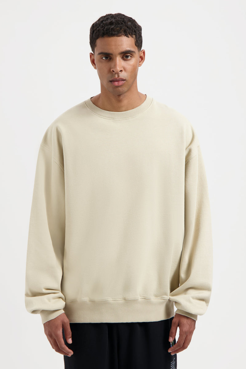 SLOGAN BACK SWEATSHIRT MEN SAND