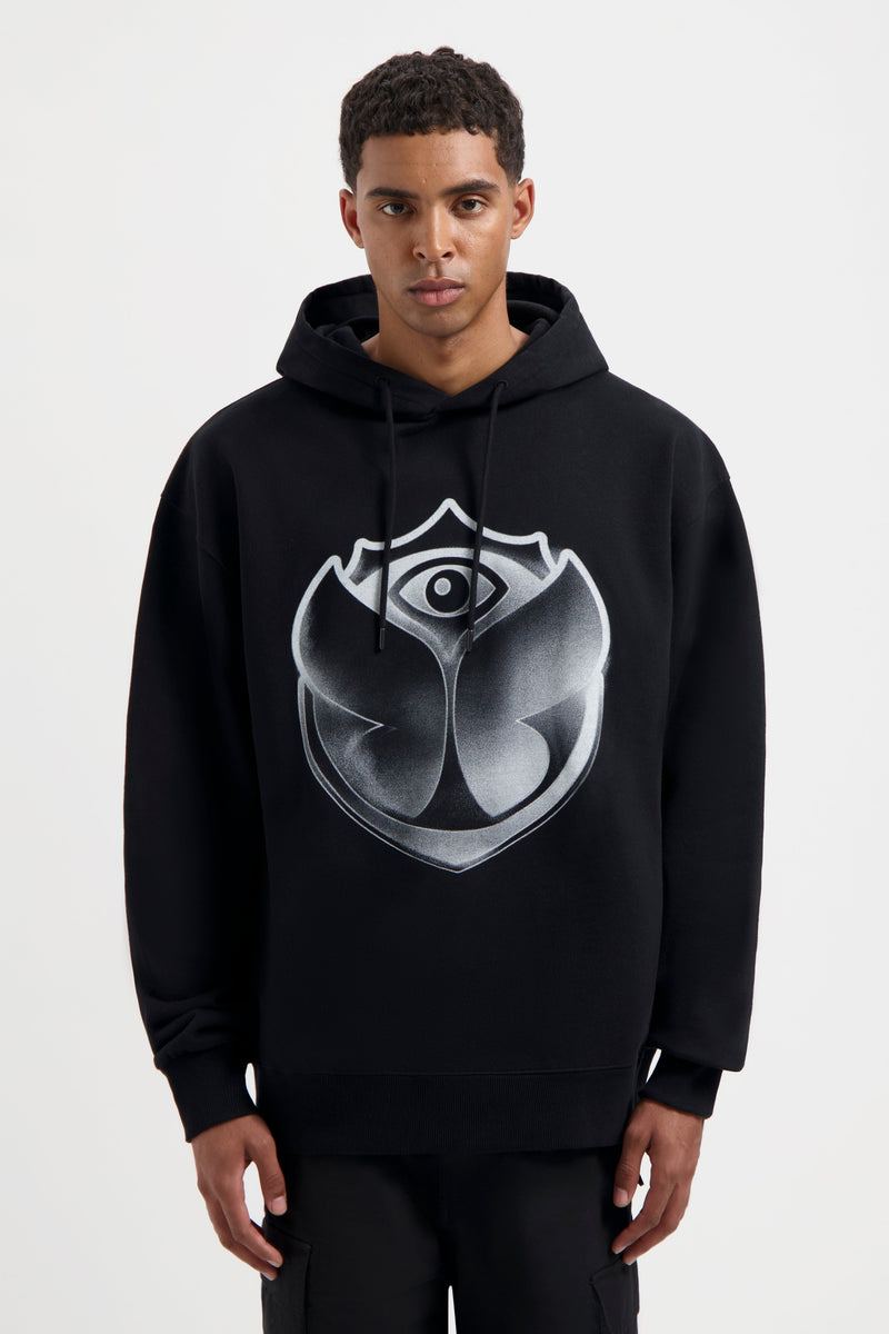 ICON SPRAY FRONT HOODIE BLACK