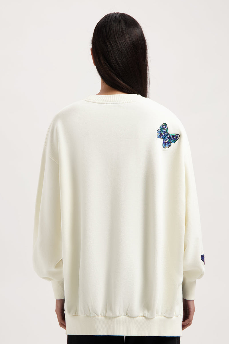 STAIRWAY BUTTERFLY SWEATSHIRT WOMEN OFF WHITE