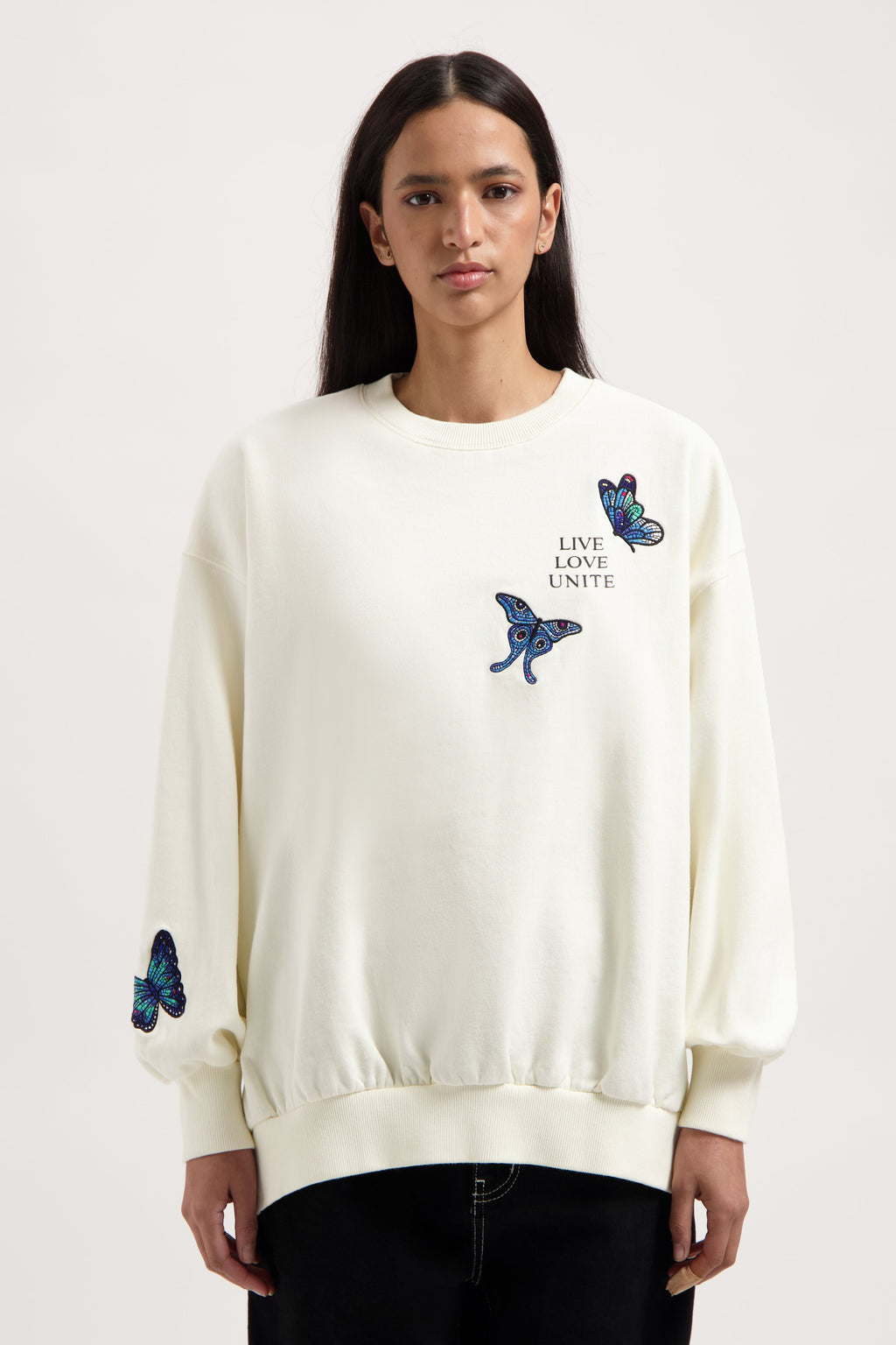 STAIRWAY BUTTERFLY SWEATSHIRT WOMEN OFF WHITE
