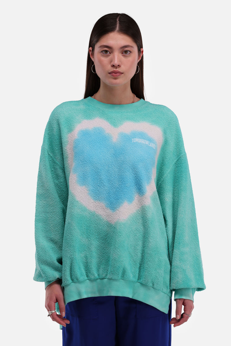 TIE DYE TOMORROWLAND SWEATSHIRT WOMEN AQUA