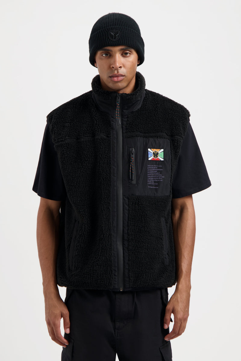 UNITY SLEEVELESS TEDDY JACKET MEN BLACK